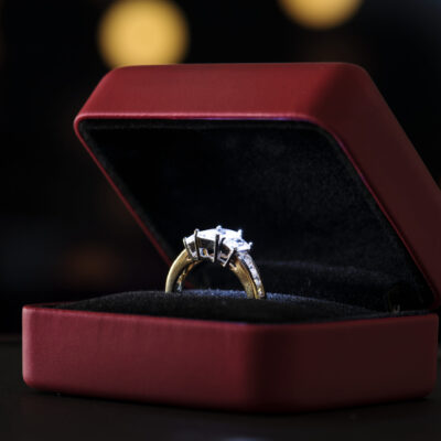Closeup of diamond ring